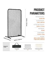 Mecale I-Screen Baseball Net, 7x4 ft Safety Pitching Screen with Carry Bag and Stakes, Heavy-Duty Batting Cage Protection Net