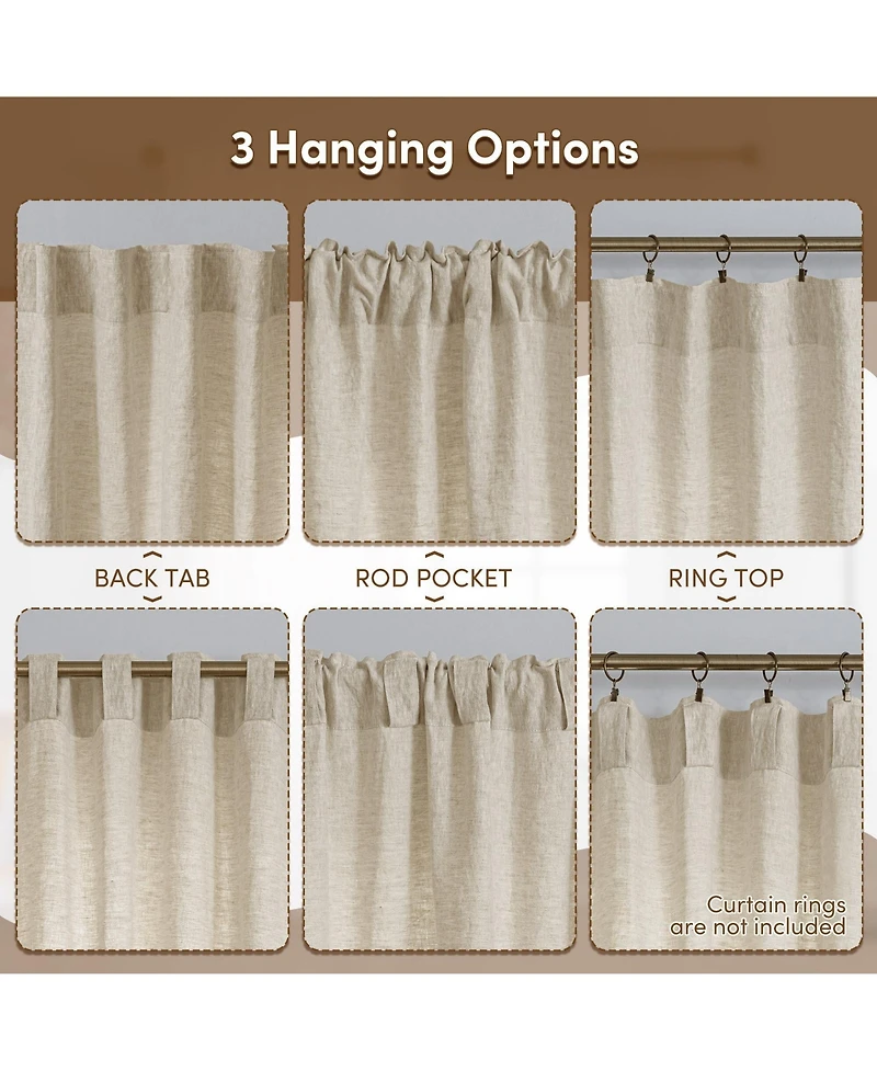 Awesome Home 100% Linen Room Darkening Back Tab Single Panel