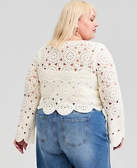 And Now This Trendy Plus Crochet Circle One-Button Cardigan, Macy's Exclusive