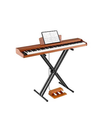 Hongge 88 Key Semi Weighted Digital Piano With Adjustable Stand Triple Pedals And Usb Midi