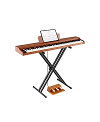 Hongge 88 Key Semi Weighted Digital Piano With Adjustable Stand Triple Pedals And Usb Midi