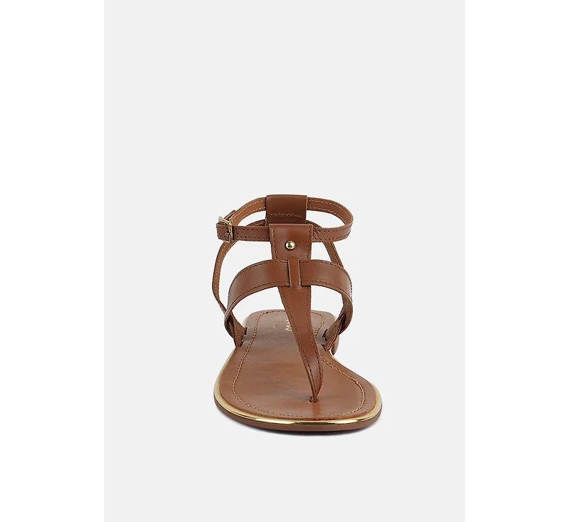 Irene Black Flat Thong Sandals