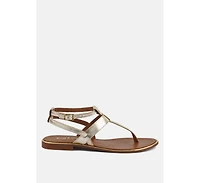 Irene Black Flat Thong Sandals