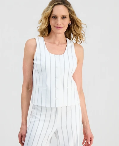 Kasper Women's Pinstripe Five-Button Sleeveless Vest