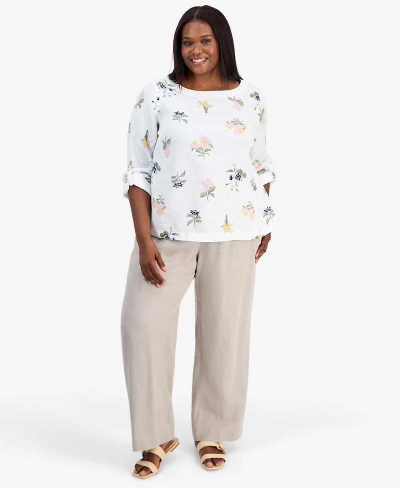 Charter Club Plus Darling Floral Crewneck Shirt, Macy's Exclusive