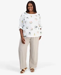 Charter Club Plus Darling Floral Crewneck Shirt, Macy's Exclusive