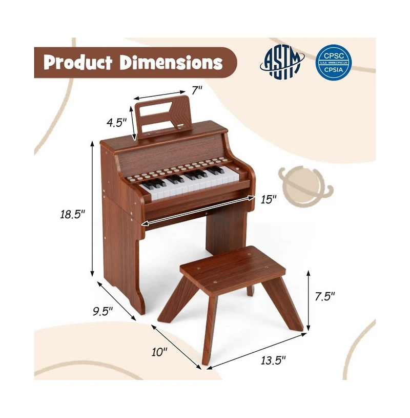 Hongge 25 Key Mini Digital Piano with Stool