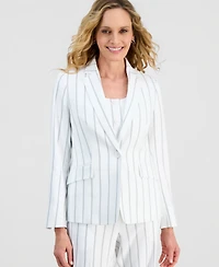 Kasper Women's Pinstripe One-Button Notch-Collar Jacket