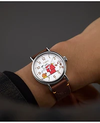 Timex Unisex Quartz Analog Brown Leather Watch, 40mm