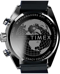 Timex Men's Quartz Analog Blue Leather Watch, 42mm