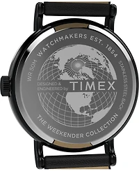 Timex Men's Quartz Analog Black Leather Watch, 40mm