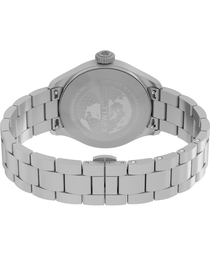 Timex Men's Quartz Analog Silver-Tone Stainless Steel Watch, 41mm