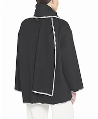 Elle Collection Women's Coat With Detachable Scarf Shirt Jacket