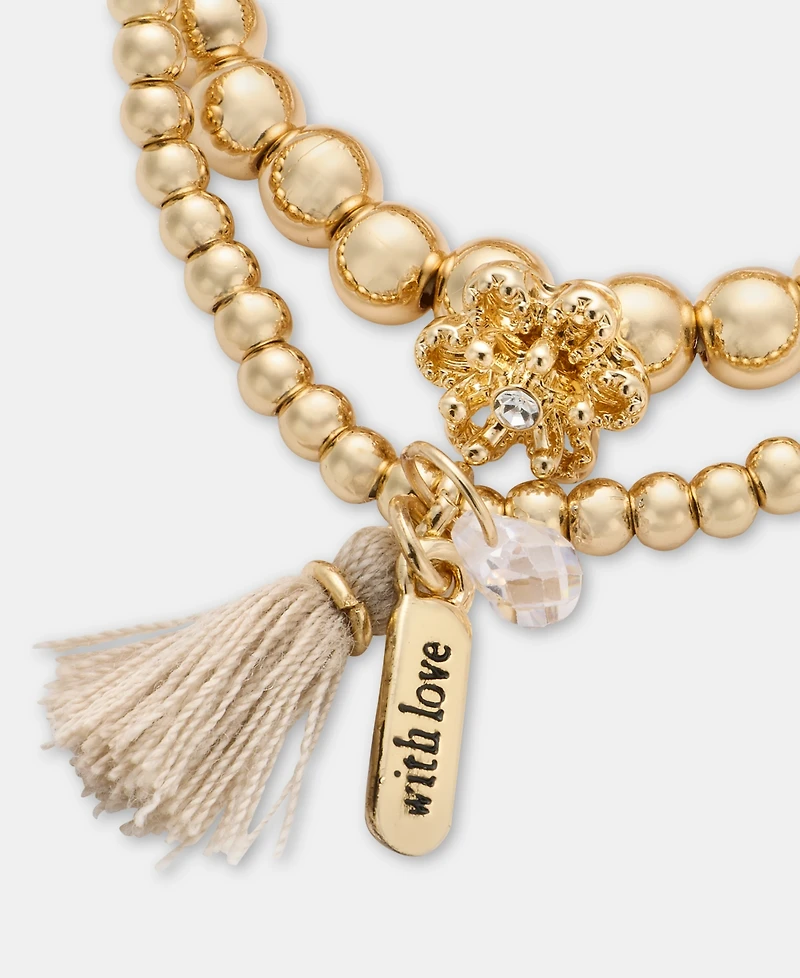 lonna & lilly Gold-Tone Crystal Multi Bead Layered Stretch Bracelet