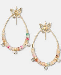 lonna & lilly Gold-Tone Butterfly Beaded Teardrop Drop Earrings