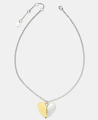Dkny Two-Tone Puff Heart Pendant Necklace, 16" + 3" extender