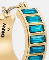 Dkny Gold-Tone Stone Baguette Small Hoop Earrings