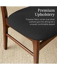 Best Choice Products 6-Piece Mid-Century Modern Upholstered Wooden Dining Set w/ 4 Chairs