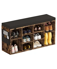 gaomon Shoe Storage Bench with Cushion, Cubby Shoe Rack with Adjustable Shelves, Shoe Organizer Cabinet for Entryway, Bedroom, Living Room, Hallway