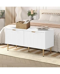 gaomon Shoe Storage Bench for Entryway, 42" Modern Fluted Wooden Mudroom Bench with Storage