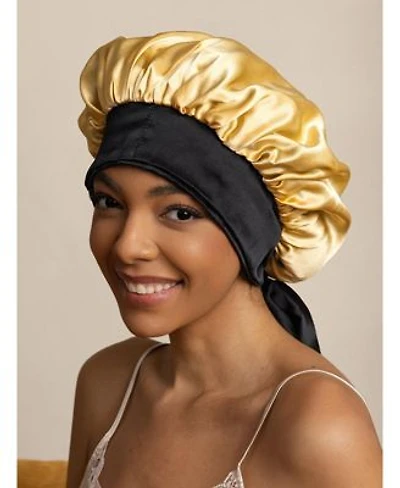 Silksilky Womens Silk Casual Bonnet With Long Ribbons Two Tone Double Sided