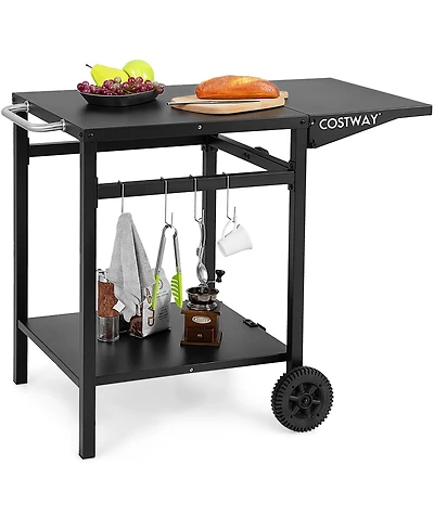 Costway Double-Shelf Movable Dining Cart Table Multifunctional Kitchen Worktable Outdoor
