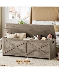 gaomon 47.2" Wooden Storage Chest, Safety Hinges, Easy Assembly, Large Toy Bench, Entryway, Living Room