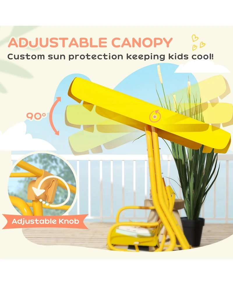 Qaba Kids Patio Swing, 2-Seater Outdoor Porch Swing Chair,