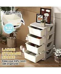 Qaba 30" 4 Tier Kids Storage Unit Dresser Tower,