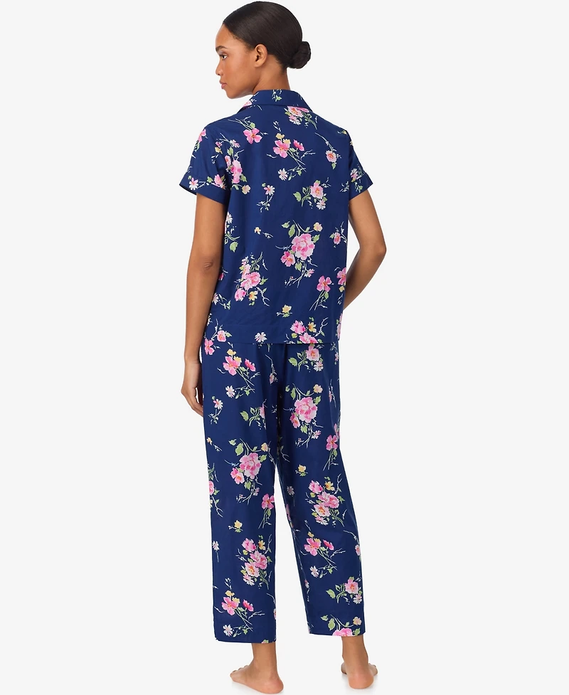 Lauren Ralph Women's Cropped Short Sleeve Pajama Set