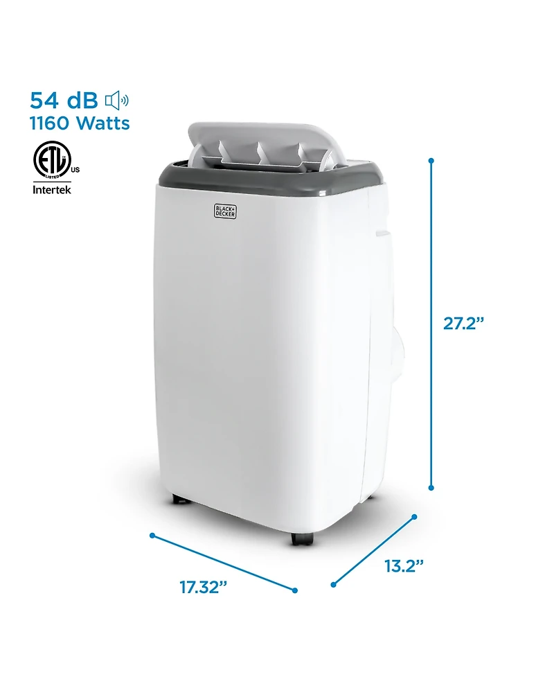 Black+Decker 8,000 Btu Sacc/Cec (12,000 Btu Ashrae) Portable Air Conditioner with Heat and Remote Control, White