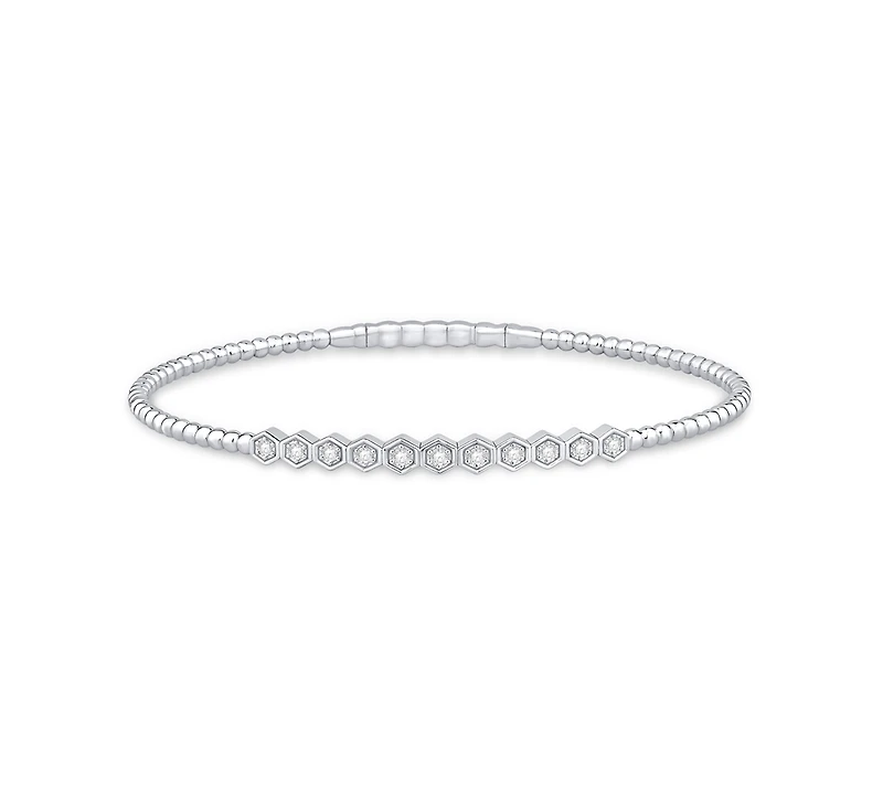 Macy's Diamond Flexible Bangle Bracelet (1/4 ct. t.w.) in Sterling Silver