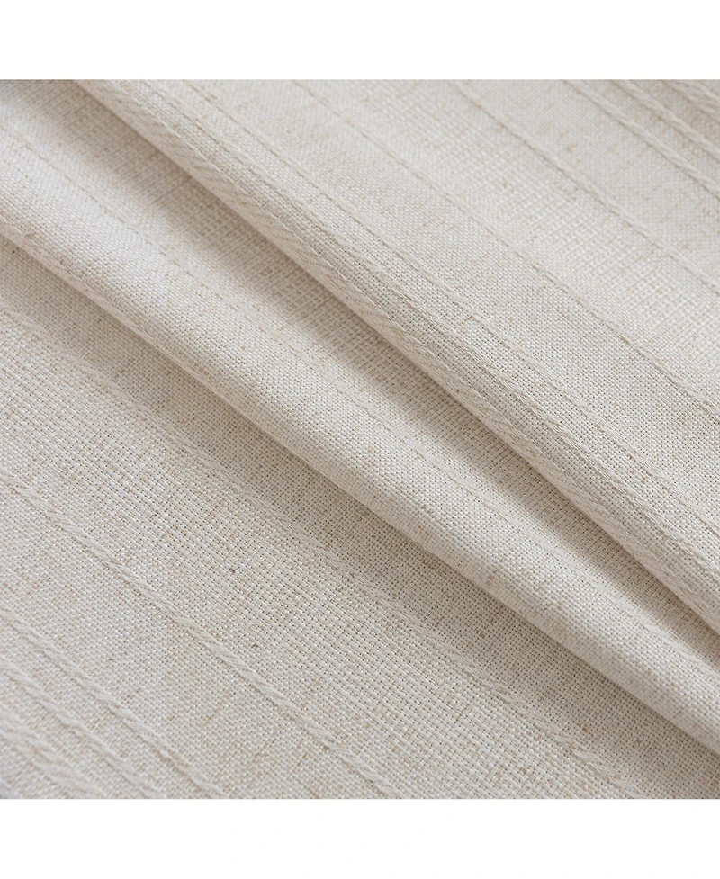 Awesome Home Linen Blend Solid Striped Room Darkening Curtains Pair