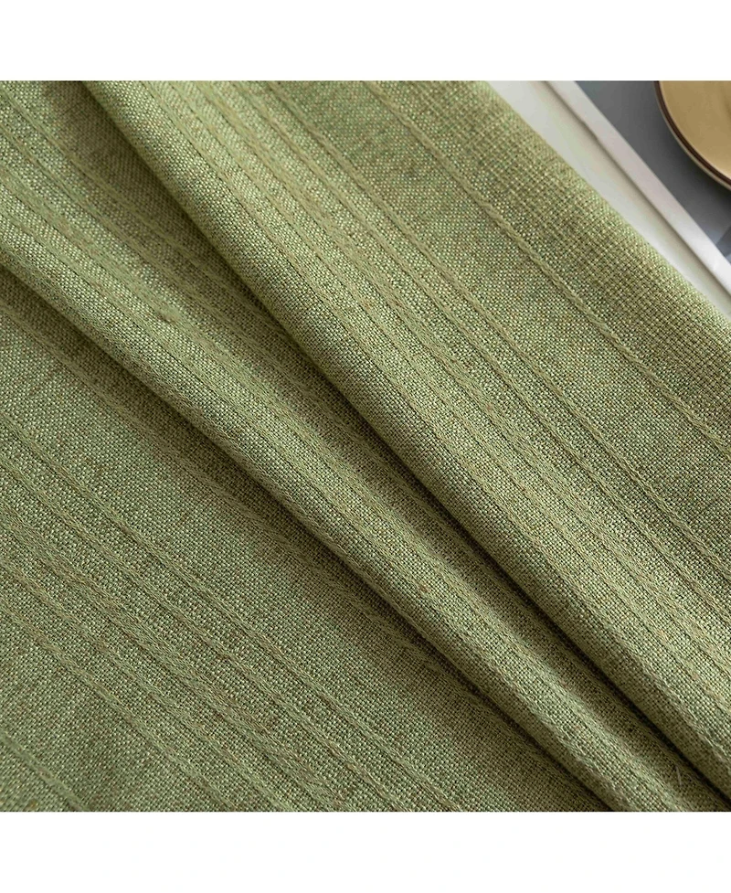 Awesome Home Linen Blend Solid Striped Room Darkening Curtains Pair