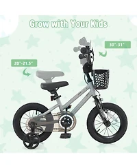 Kids Training Bike Adjustable with Dual Brakes and Front Basket