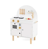 Hongge Wooden Kids Play Kitchen with Stove Sink Microwave and Oven