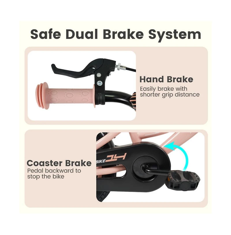 Hongge 14 Inch Kids Bike with Adjustable Training Wheels