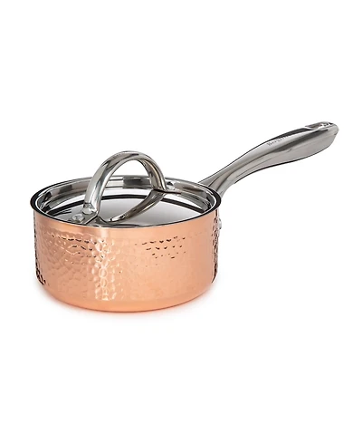 BergHOFF Vintage Tri-Ply Copper 5.5" Saucepan 1qt. with Lid, Hammered