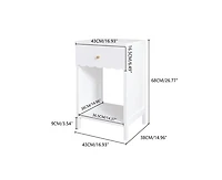 sumyeg Minimalist Scalloped Edge Nightstand with Drawer and Open Shelf in White