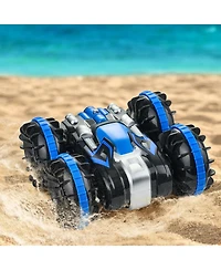 Mecale Amphibious Rc Car Boat, 2.4GHz 12 km/h 4WD Waterproof Car, 360° Rotating Stunt Vehicle with 2 Batteries, Toy for Kids 6