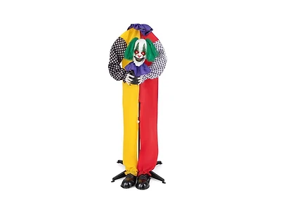 Mondawe 4.5ft Grins Animatronic Clown with Pre-Recorded Phrases and Led Eyes