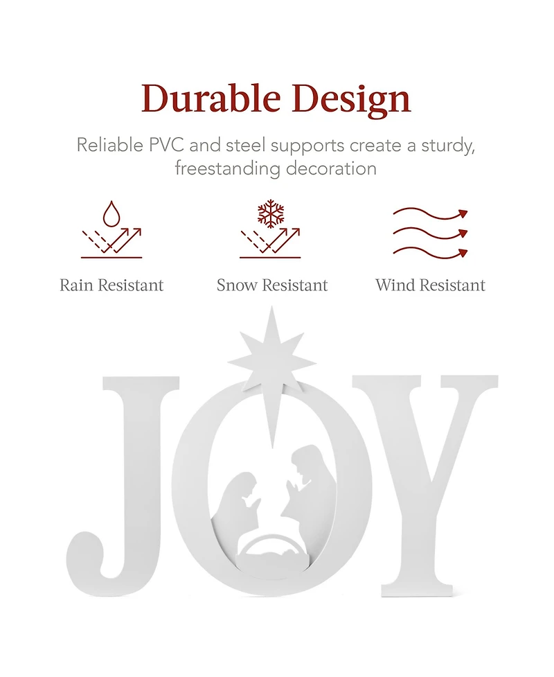 Best Choice Products 46in Outdoor Joy Christmas Nativity Decoration w/ Weather Resistant Pvc, Ground Stakes