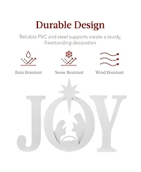 Best Choice Products 46in Outdoor Joy Christmas Nativity Decoration w/ Weather Resistant Pvc, Ground Stakes