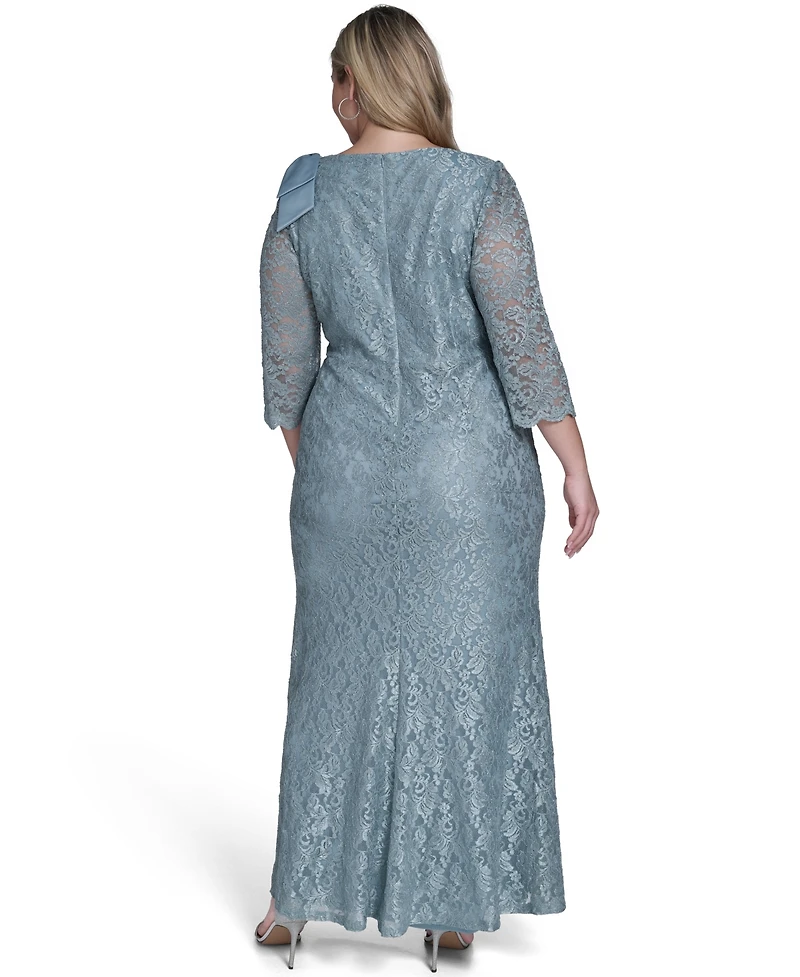 Jessica Howard Plus Side Tuck Sheath Gown