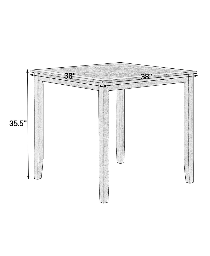 sumyeg Retro 5-Piece Dining Set with Bar Table and Chairs in Brown