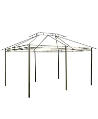 Outsunny 10' x 13' Outdoor Soft Top Gazebo Pergola with Curtains, 2-Tier Steel Frame Gazebo for Patio, Sage Grey