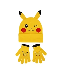 Pokemon Boys Pikachu Youth 2-Piece Knit Beanie & Gloves Set
