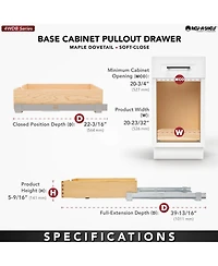 Rev-a-Shelf 20.71" Pullout Kitchen Cabinet Drawer w/ Soft-close, 4WDB-21SC-1