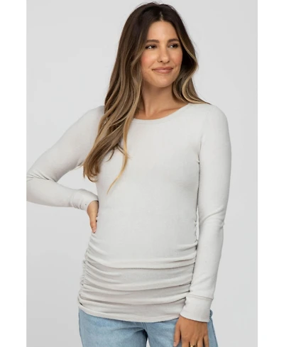Pinkblush Maternity Heather Grey Soft Knit Ruched Top