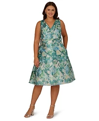 Adrianna Papell Plus Floral Jacquard Midi Dress